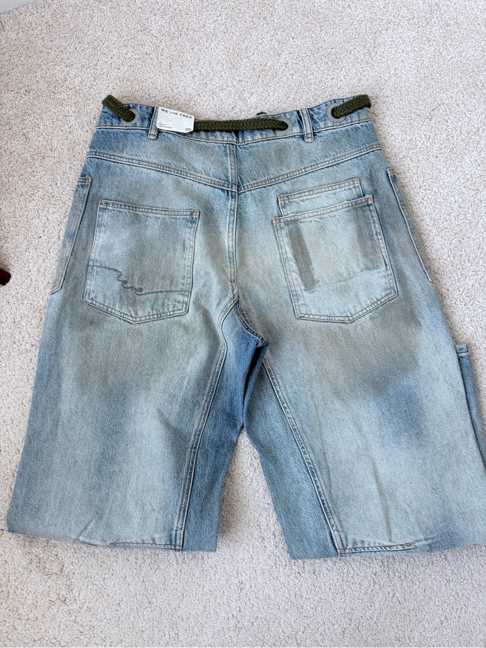 Free People Moxie Low Slung Jeans with Olive Braided Belt in Roll Around - Picture 10 of 16